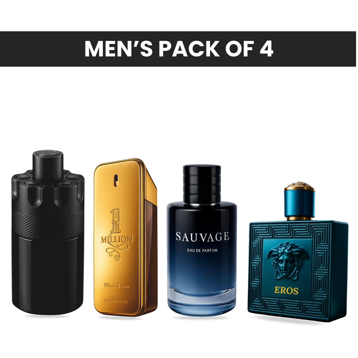Pack of 4 for men: Mysmello the most wanted, PR one million, Mysmello suvage, Mysmello eros