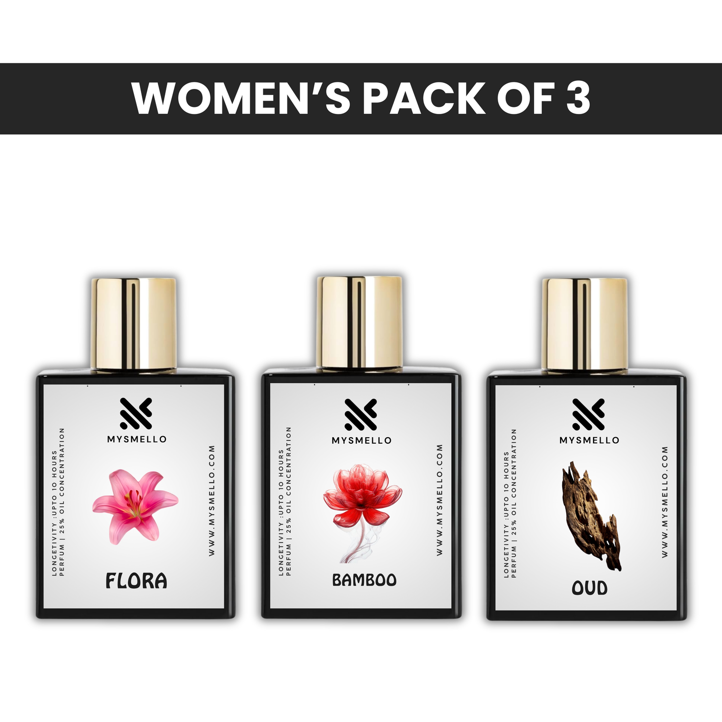 Pack of 3: Mysmello flora, Mysmello bamboo, Mysmello oud