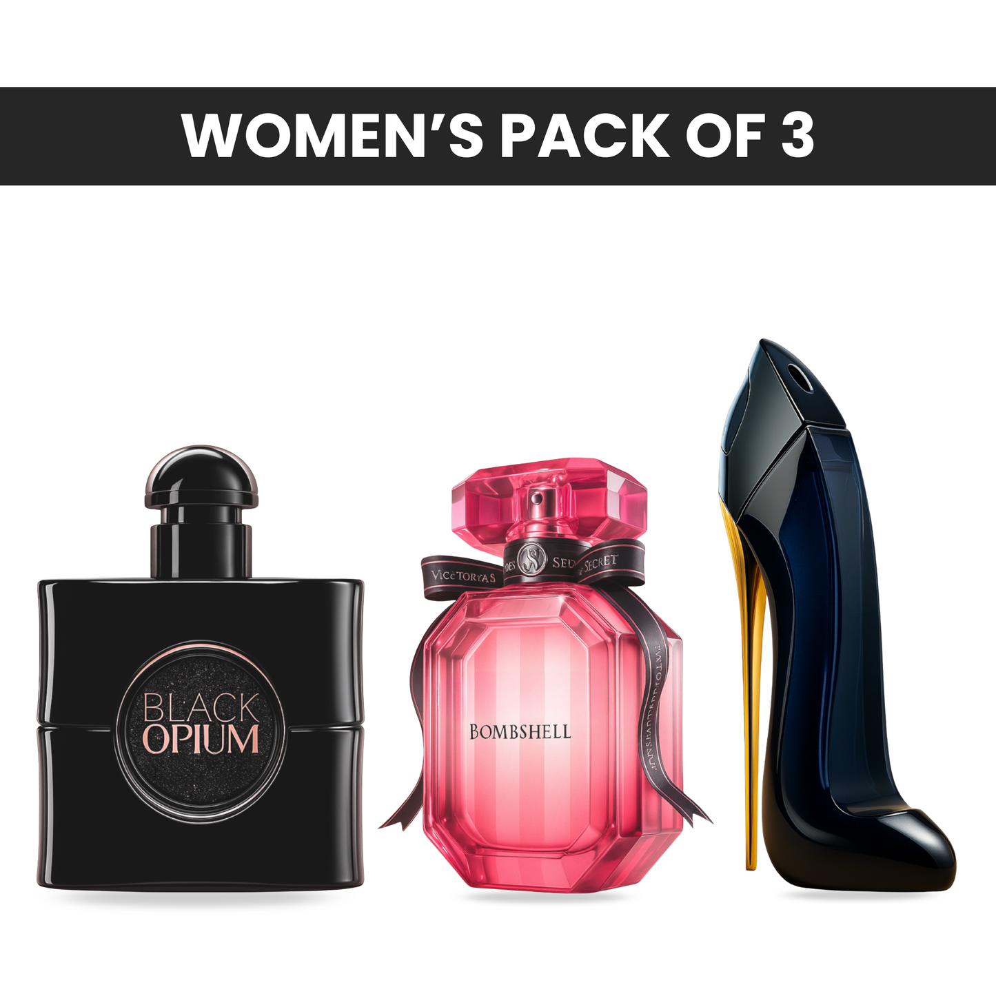 Pack of 3: Mysmello black opium, VS bombshell, CH good girl