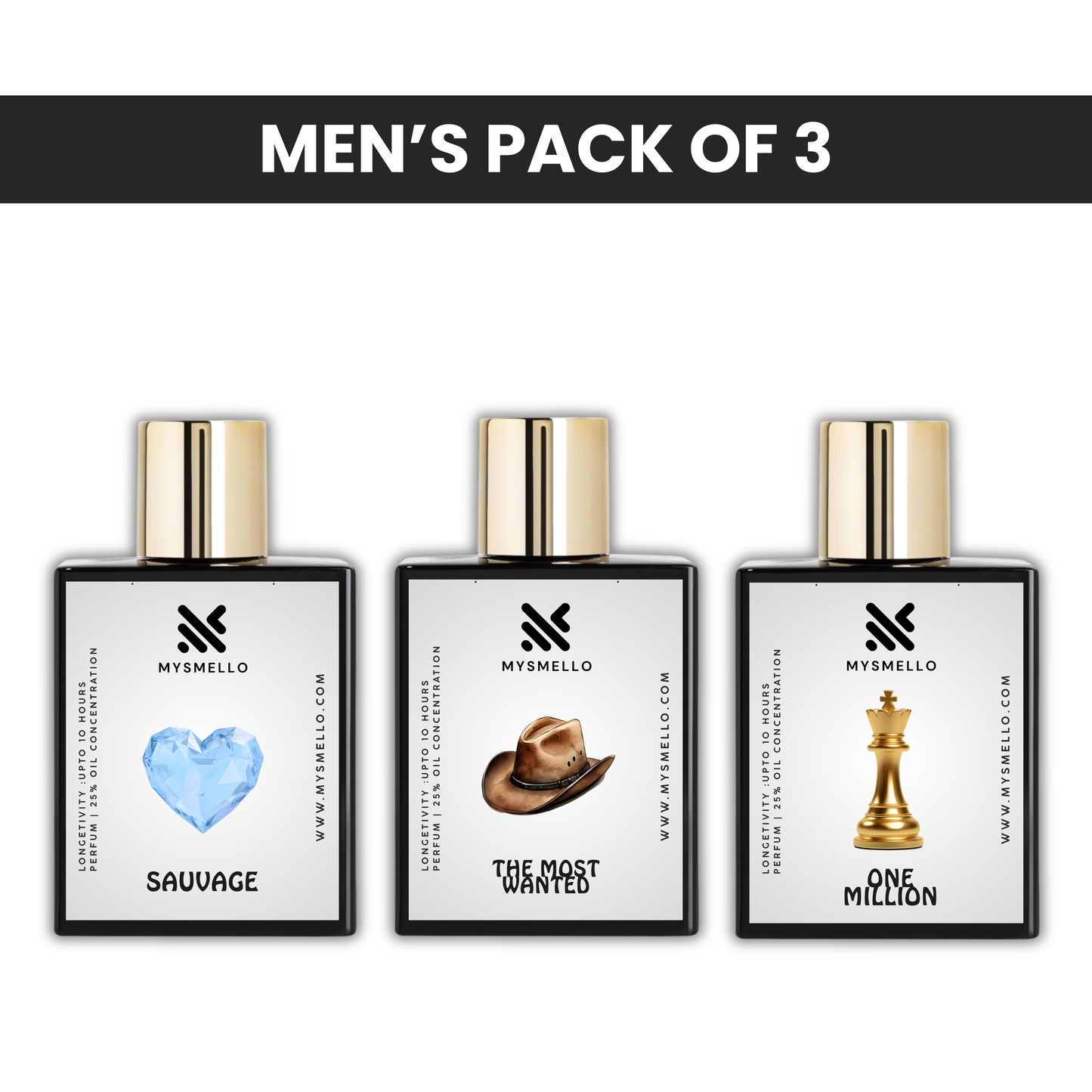 Pack of 3: Mysmello suvage, Mysmello the most wanted, PR one million