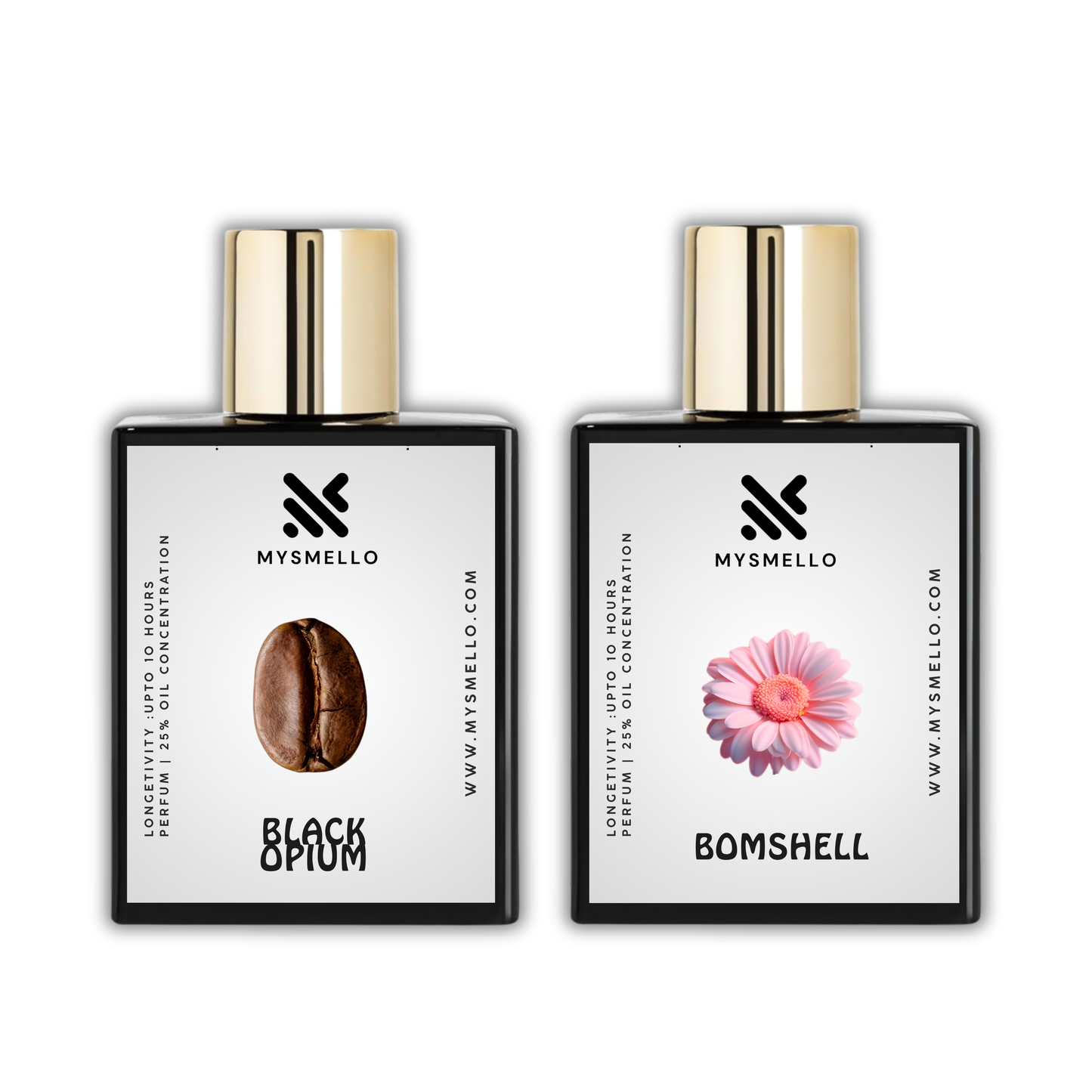 Pack of 2 for women: Mysmello black opium, Mysmello bombshell