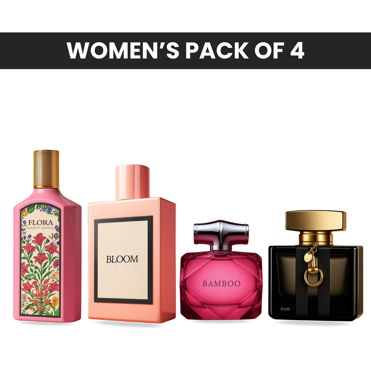 Pack of 4 for women: Mysmello flora, Mysmello bloom, Mysmello Bamboo, Mysmello Oud