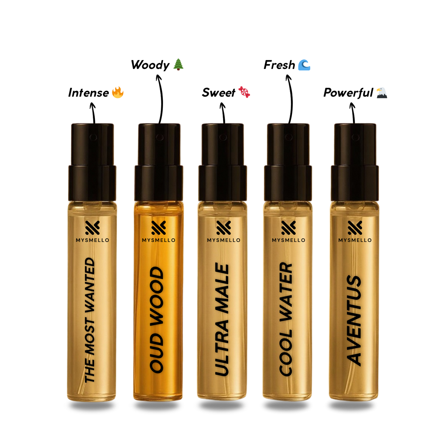 Men’s Sample Pack  Perfume - The Most Wanted, Oud Wood, Ultra Male, Cool Water for Men, Aventus (Copy)
